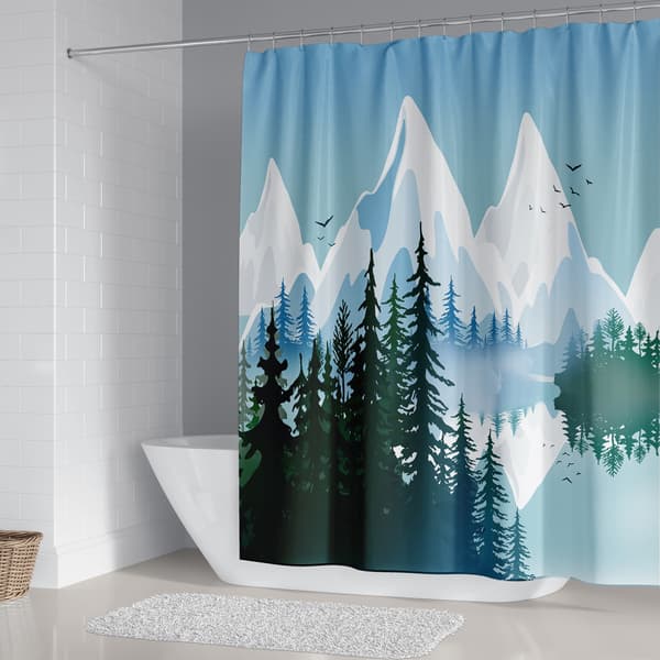 Sne bjerg bruseforhæng 180*200 cm, bruseforhæng d