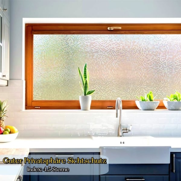 (Transparent – ​​Mosaik, 45x400)3D Fönsterfilm Regnbågseffekt Anti-kikar dekorativ fönsterfilm El