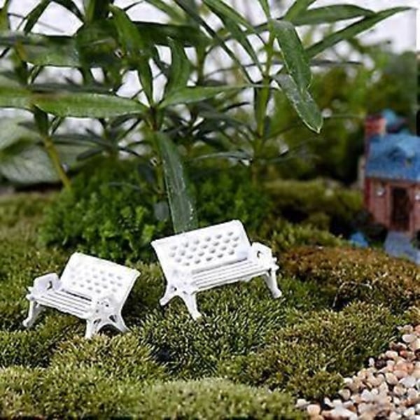 2 st Mini Parkbänk Trädgårdsprydnad Miniatyr Hantverk Fe Trädgårdshus Dekor Qinhai(M )