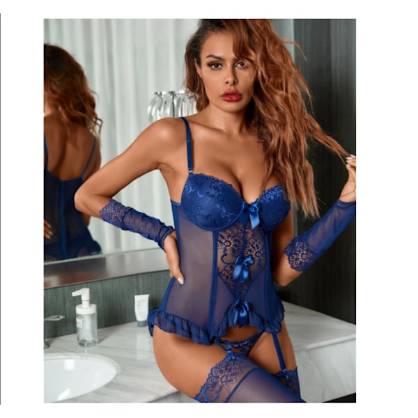 Lingerie for Women Sexy Lace Bodysuit Nightie Lingerie 4 Pcs Set (