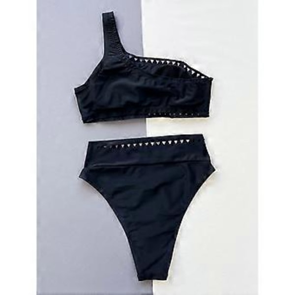 Naisten bikinisetit kesän kaksiosainen uimapuku yksi olkaimeton korkeavyötäröinen crop top uimapuku rento rantavaatteet lahjat S(S )