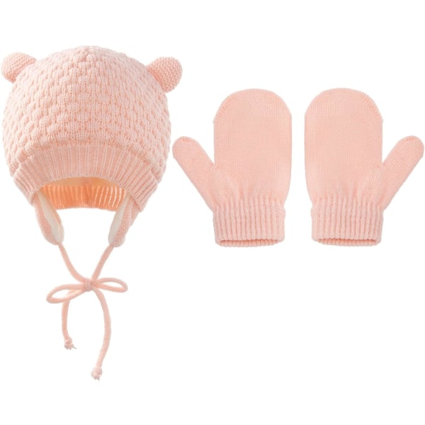 Baby Pojkar Flickor Fiske Solhatt Handskar Set Baby Vinter Hat Stickad
