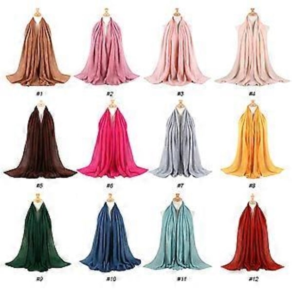 Chiffon Hijab til Kvinder og Piger - Mode Muslimsk Hijab tørklæde til Fødselsdag, Bryllup, Eid al-Fitr, Shahadah, Ramadan Bøn (14 marineblå)