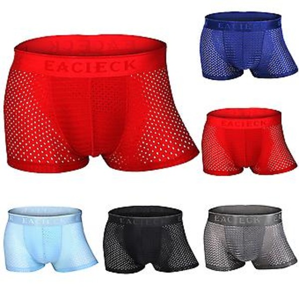 Fianao Ultra Thin Solid Color Breathable Mesh U Convex Boxers Alushortsit Miesten Alusvaatteet (XL Tummansininen)