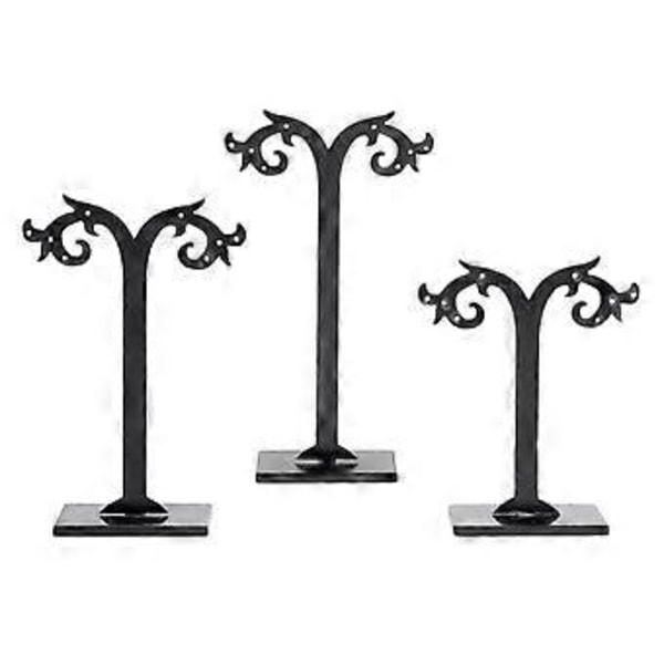 3 st/Set Akryl Örhängen Ställ Hållare T-form Öronstift Display Rack Smyckesorganisatör (Svart)