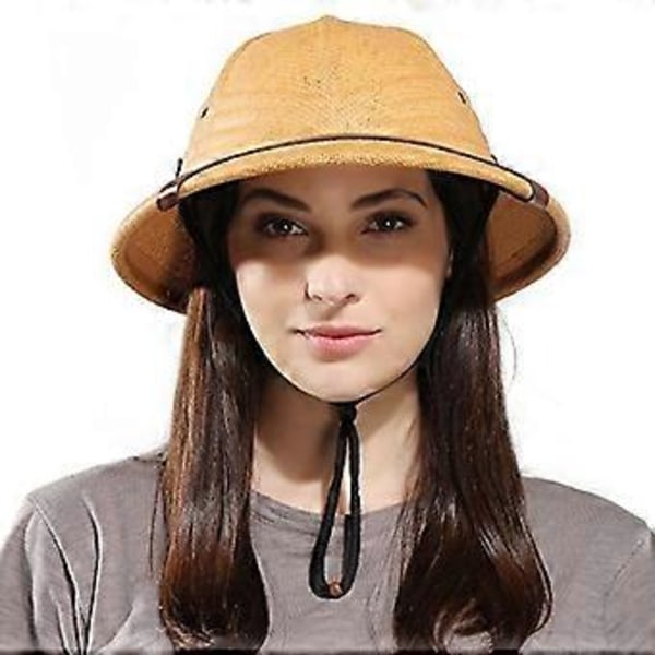 Pith Cosplay Hatt Handgjord Stråhatt Elegant Solhatt Överraskningspresent till Flickvän för Semestrar Fransk Stil Ljusgul (Ljusgul)