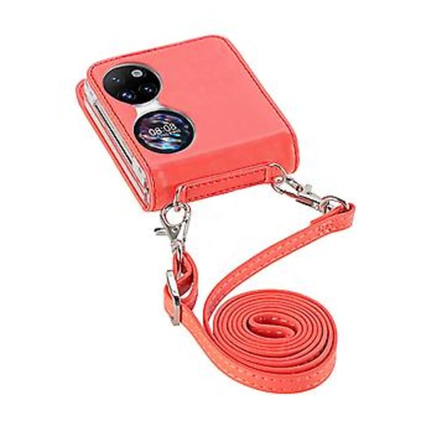 Diagonal Embosset Lommebok-etui for Huawei P50 Pocket (Rød)