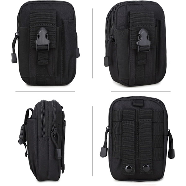 Svart, taktisk bältesväska, nylon Molle bältesväska EDC Gadget Utility Mobiltelefon för vandring resor sport