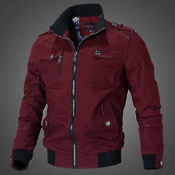 Militär Mode Casual Jacka Män Våren Hösten Utomhus Andningsbar Taktisk Vindjacka Piloter Vindtät Bomber Kläder (röd XXL)