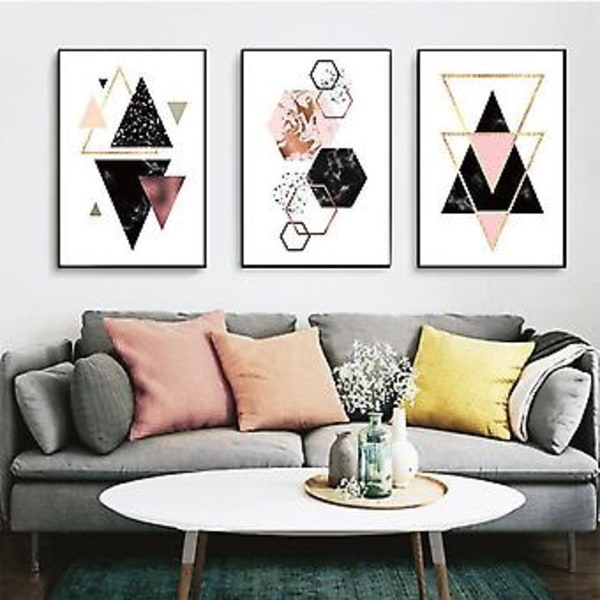 Wekity Marmorimainen Geometrinen Patchwork 1 Seinätaide Canvas-Tulostus Poster, Yksinkertainen Abstrakti Taidepiirros Sisustus Kotiin Olohuoneeseen Makuuhuoneeseen Toimistoon ja Ch