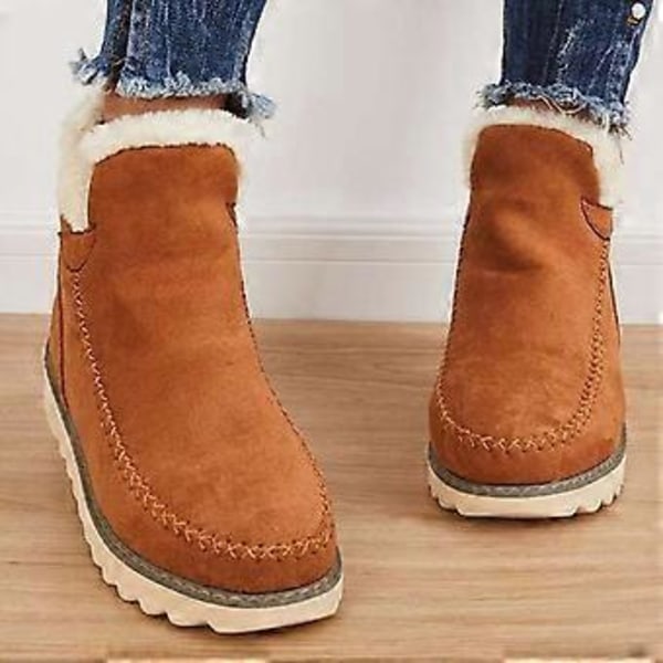 1 Par Klassiska Halkfria Ankel Uggs för Dam Svart Bomull 1 Par Varma Snökängor Mikrofleecefoder (36 Brun)