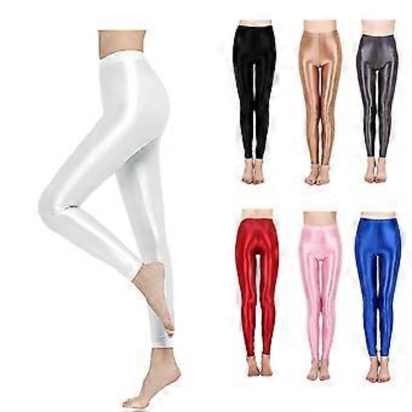 Dame Skinnende Metalliske Elastiske Leggings Skinny Bukser Gymnastik Yoga Dans Løb Cykling Sport (M fluorescerende grøn)