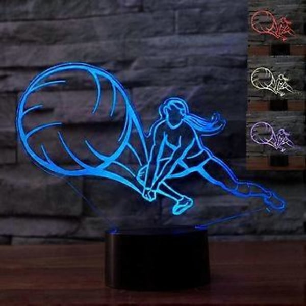 3D Volleyboll Nattlampa LED-lampa Illusion 7 Färgväxlande Touch Switch Bordsskiva Dekorationslampor Födelsedagspresent Akrylplatt ABS-bas USB Ca