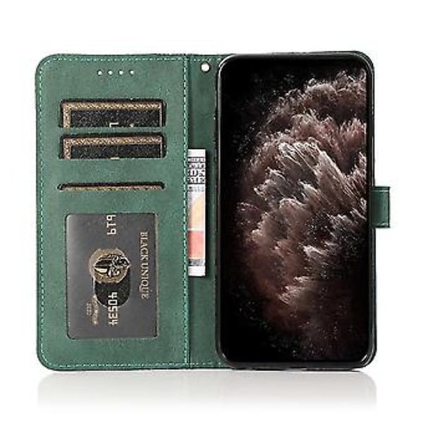 Telefonfodral i läder med tvåfärgad söm för Samsung Galaxy A02 / M02 (Blågrön)