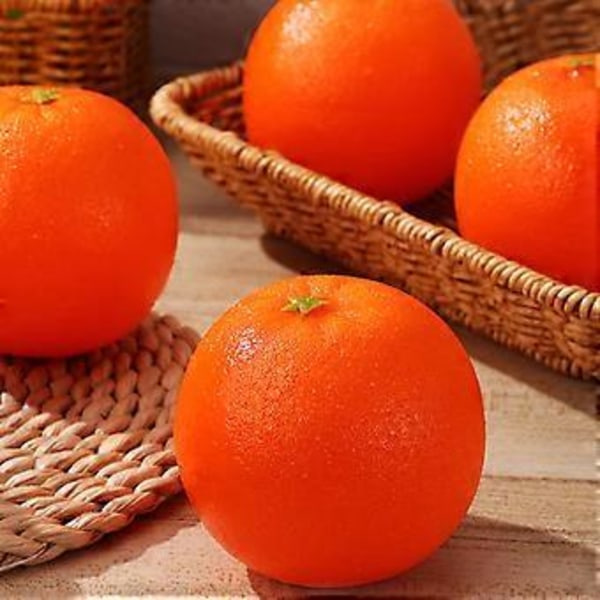 6 stk. Simulerte Appelsiner Falske Fruktmodeller Appelsinmodeller Dekorative Kunstige Appelsiner