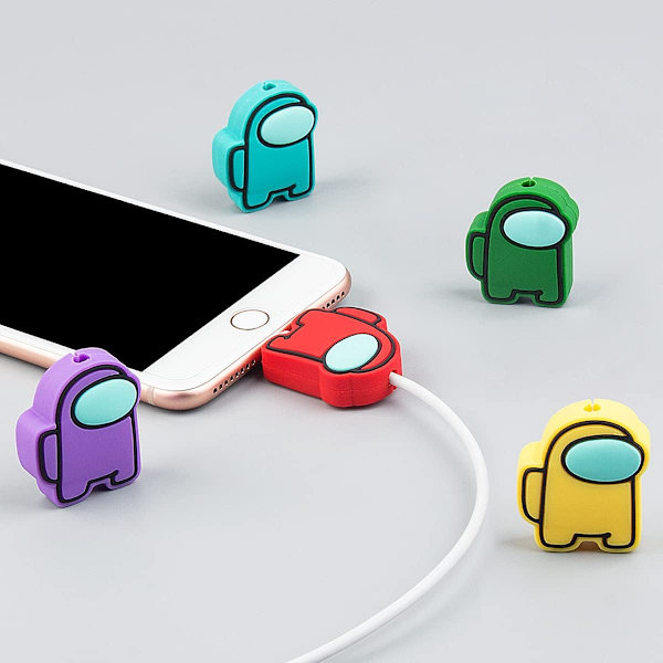 Søt kabelbeskytter for iPhone-lader, 5 stk. Tegneserie-anime-lader*