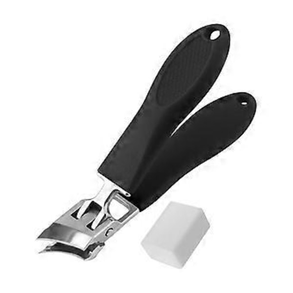 Sneda Nagelknipsare Kraftig Bärbar Nageltrimmer för Kvinnor Män (Liten Svart)