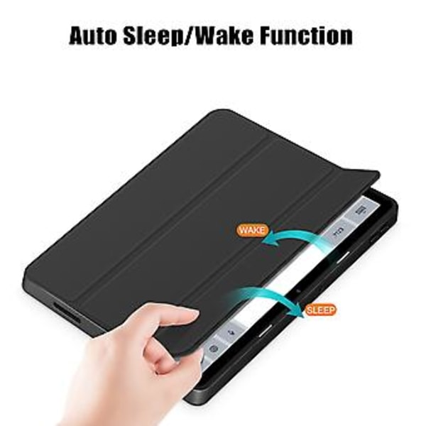 3-lags Solid Farvet Tablet Etui Til Xiaomi Redmi Pad SE (Sort)