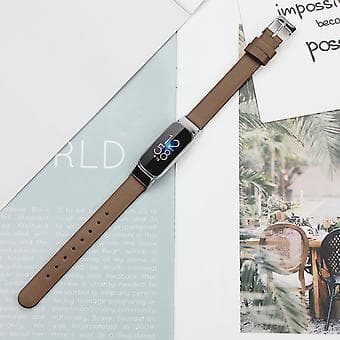 Läderarmband för Fitbit Luxe S (Brun)
