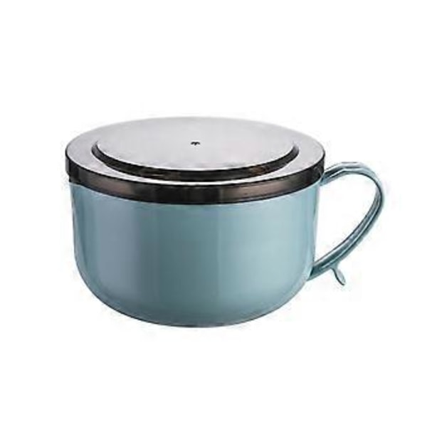 1 stk. nudelskål i rustfrit stål med låg, bordservice, risskål til hjemmet (lille størrelse, grøn)