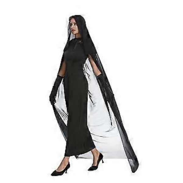 Halloween Vuxna Häxor Vampyrer Cosplay Party Kostym Lång Klänning+huva Cape Set( L)