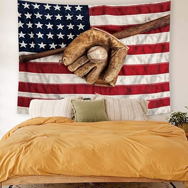 Sports Amerikansk Flagg Veggteppe Henge Inch Baseball Living R