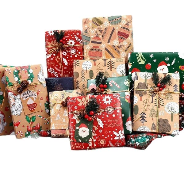 Julklappspapper 70 x 50 cm, Vintage jul-kraftpapper—Gentleman i filthatt