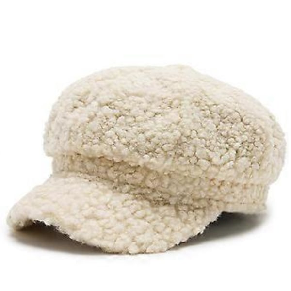 Konstnär Målare Lammull Basker Hatt Enfärgad Hatt Utomhus Fritid Åttkantig Hatt Gåva till Par Flickvän Vän Älskare Beige( Beige)