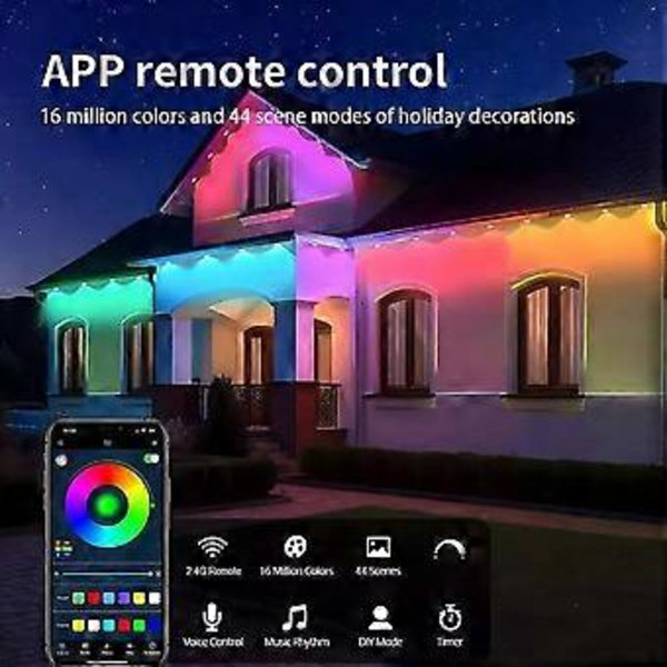 Permanenta Utomhus Takfotslampor Smart RGBIC App Fjärrkontroll LED DIY Scenlägen lampa (24 Lampor Europeisk Standard)