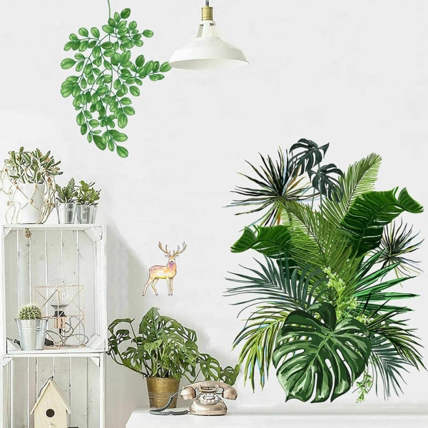 Tropical Plant Wall Stickers, Nordic Tropical Green Leaf Wall Sti