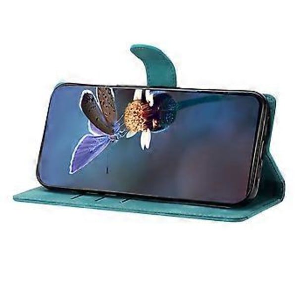 Cherry Blossom PU-etui til Motorola Moto E7 Plus (Grøn)