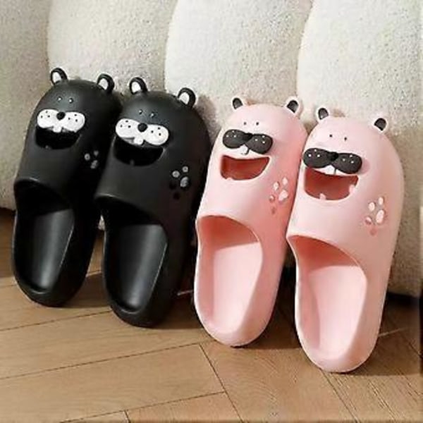 Tegneserie Dyr Sliders Sommer Skridsikre Slippers Bløde Tykke Såler Hulsko Til Kvinder (36 37 Pink)