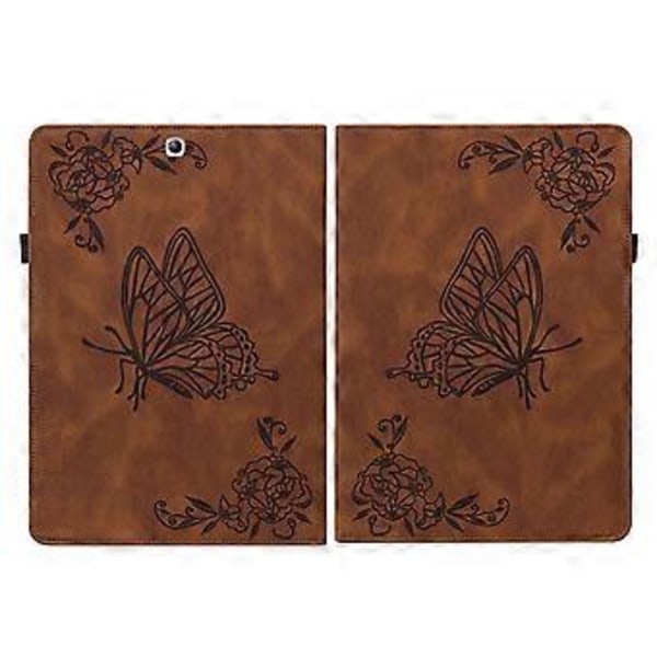 Sommerfugl Blomst PU Etui For Samsung Galaxy Tab S2 9.7 T810 T815 (Brun)