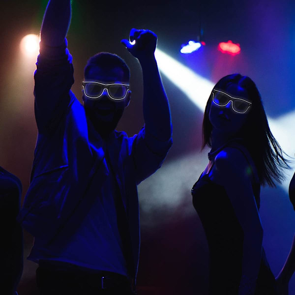 (Hvit) Lysende briller, futuristiske LED-festbriller, EL-tråd neonlys G