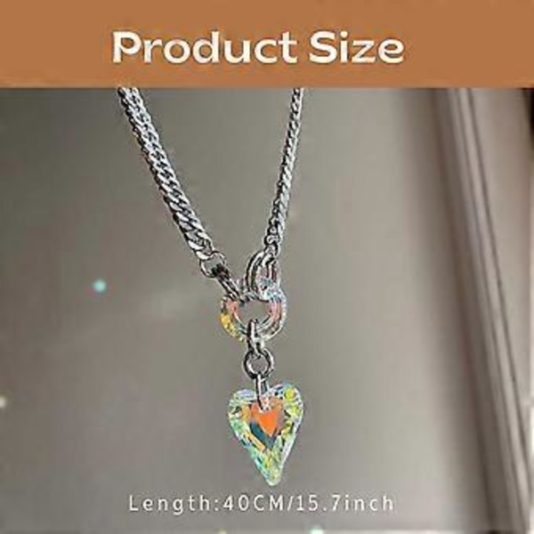 Moderigtig Love Heart Vedhæng Choker Justerbar Længde Kravebenskæde Fest Halskæde Ornament til Kvinder og Piger (stil 1)