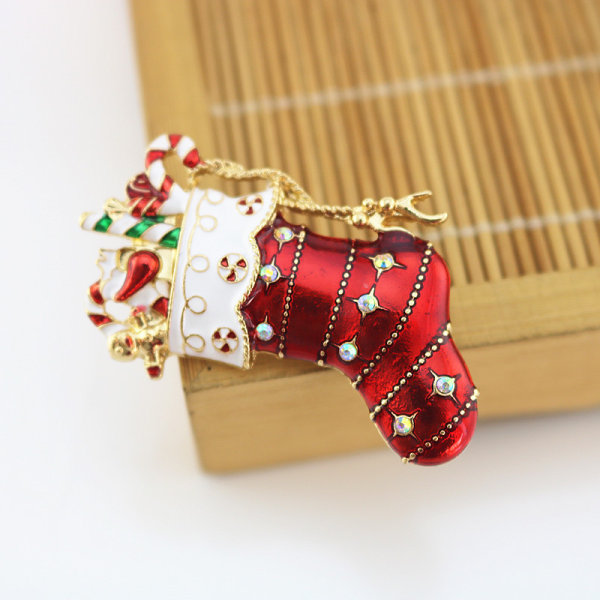 Jul Enamel Semester Brosch Pin Strumpor