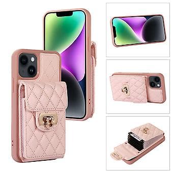 Korttipaikka Nahkapuhelinkotelo iPhone 14 Plus:lle (Vaaleanpunainen)