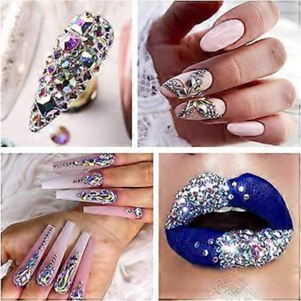120 st Multiformade Glaskristaller AB Strass för Nagelkonst Hantverk, Mix 12 Stilar Platta Bakkristaller 3D Dekorationer Platta Bakstenar Ädelstenar Set (120 st