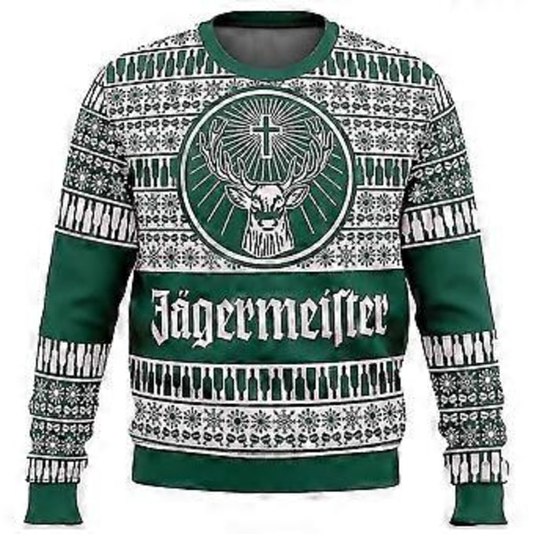 Bebetter Jagermeister Stygg Julgenser Pullover Menn 3D Genser Topper Høst Og Vinterklær A (1 3XL)