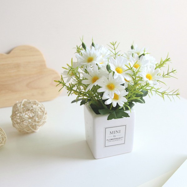 Konstgjorda blommor, prästkrageblomma med sidenliknande prästkrage