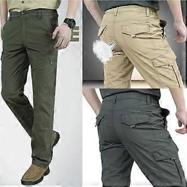 Forår og sommer tynde afslappede lige multi-lomme arbejdsbukser sportsbukser til mænd (XL khaki)