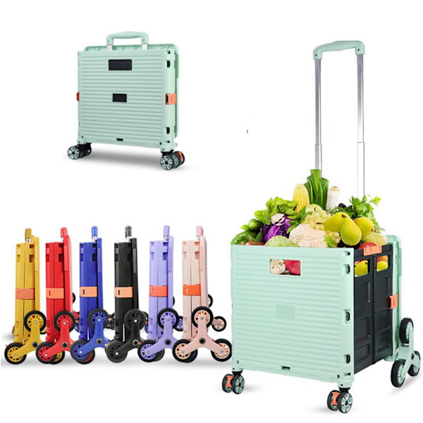 Sammenklappelig med hjul, 54L/45KG Multifunktionel og holdbar stor kapacitet Utility Cart med Teleskop