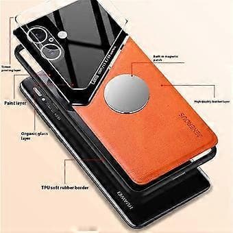 Kompatibelt Skal för iPhone 16 Läderbelagd PC+TPU Telefon Baksida (Blå)
