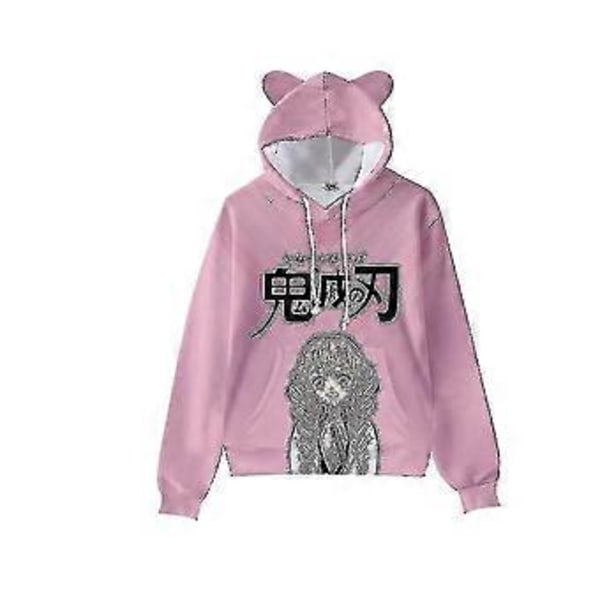 Japansk Anime Demon Slayer Trykk Herre Dame Voksne Bjørneøre Hettegenser Langermet Hettegenser Pullover Topper (M C)