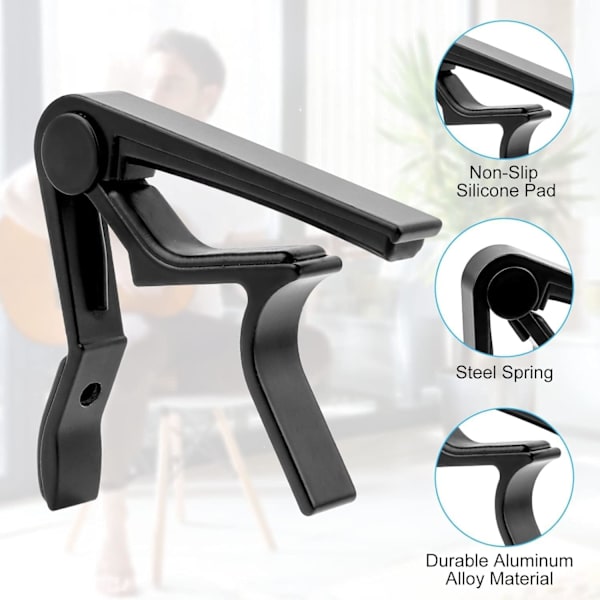 Akustisk Elektrisk Gitarr Capo Folk Ukulele Basgitarr Aluminium Legering med 5 Gitarrspelare