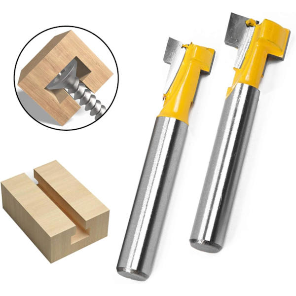 2 stk. 8mm skaft T-spor fræser bitsæt træskæring T-spor træbearbejdning T-spor fræser bits til 9,52mm a