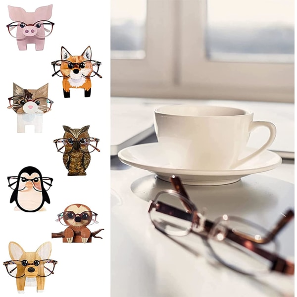 Djurformad glasögonhållare i trä Handgjord glasögonhållare för hemmakontor-typ 13