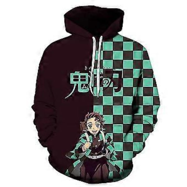 Demon Slayer Anime Print Hættetrøje Hættetrøjer Toppe Pullover Langærmet Hættetrøje Sweatshirt Til Mænd Kvinder -NMAOV(M B)