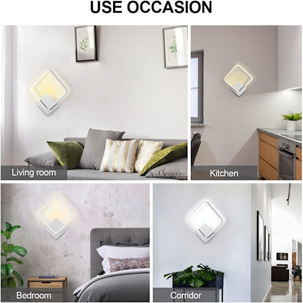 Inomhus Vägglampa Vardagsrum LED Kvadratisk Trefärgsljus Modern I