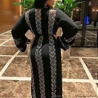 Løs midje muslimske kjoler for kvinner Islamsk Abaya Cocktail Party Robe Kaftan (rød)